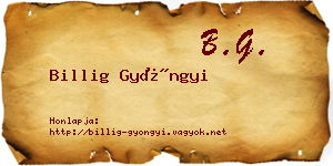 Billig Gyöngyi névjegykártya