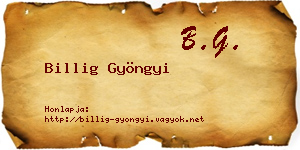 Billig Gyöngyi névjegykártya